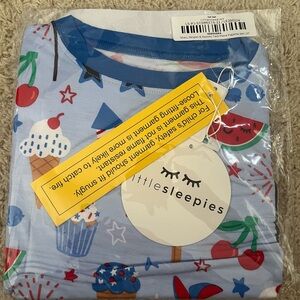 Little Sleepies NIB 2T “Stars, Stripes, & Sweets” Bamboo Pajama Set